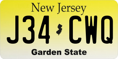 NJ license plate J34CWQ