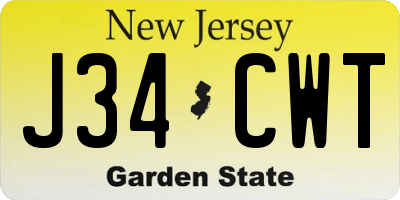 NJ license plate J34CWT
