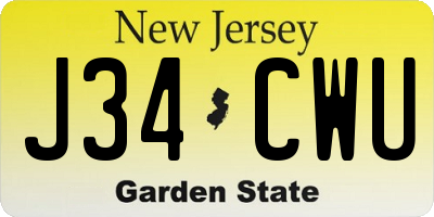 NJ license plate J34CWU