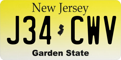NJ license plate J34CWV