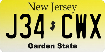 NJ license plate J34CWX