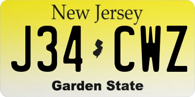 NJ license plate J34CWZ