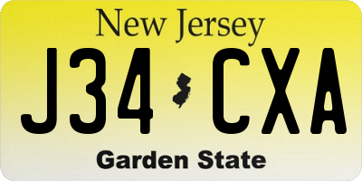 NJ license plate J34CXA