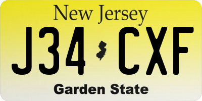 NJ license plate J34CXF