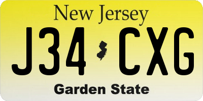 NJ license plate J34CXG