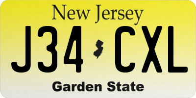 NJ license plate J34CXL