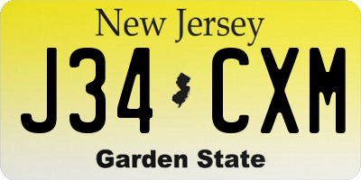 NJ license plate J34CXM