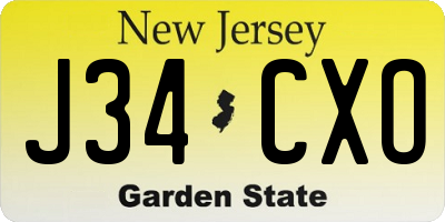 NJ license plate J34CXO