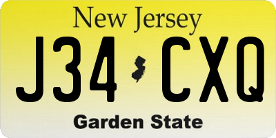 NJ license plate J34CXQ