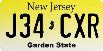 NJ license plate J34CXR