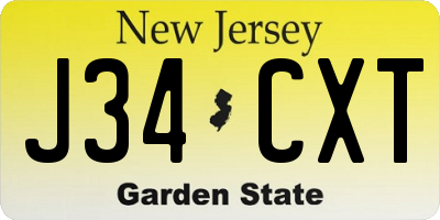 NJ license plate J34CXT