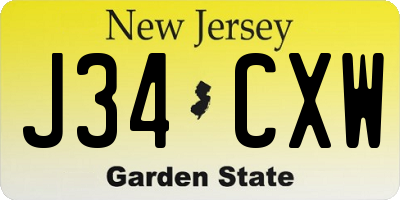 NJ license plate J34CXW