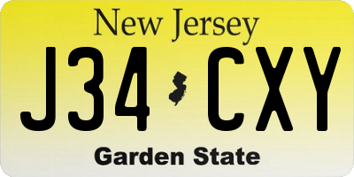 NJ license plate J34CXY