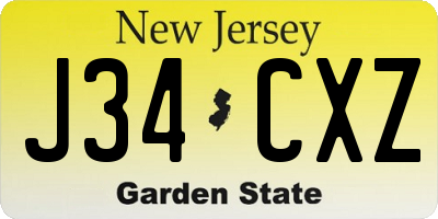 NJ license plate J34CXZ