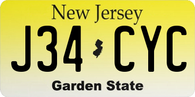 NJ license plate J34CYC