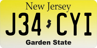 NJ license plate J34CYI