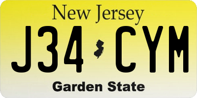 NJ license plate J34CYM
