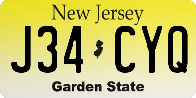 NJ license plate J34CYQ