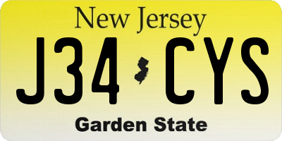 NJ license plate J34CYS