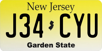 NJ license plate J34CYU