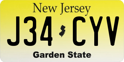 NJ license plate J34CYV