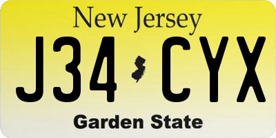 NJ license plate J34CYX