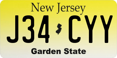 NJ license plate J34CYY