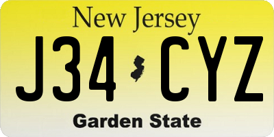 NJ license plate J34CYZ