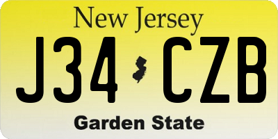 NJ license plate J34CZB
