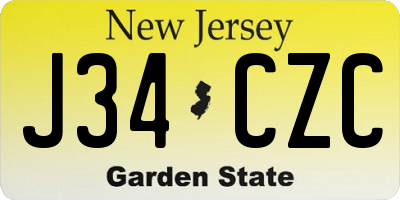 NJ license plate J34CZC