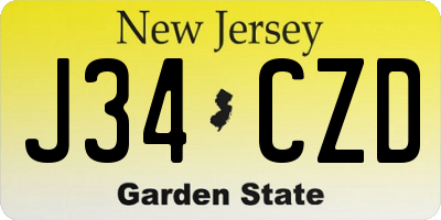 NJ license plate J34CZD