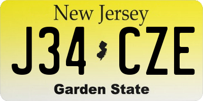 NJ license plate J34CZE