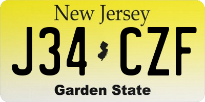 NJ license plate J34CZF