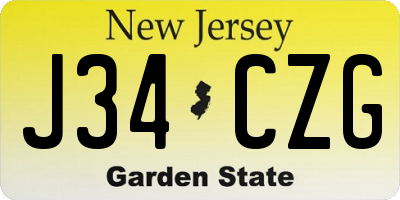 NJ license plate J34CZG