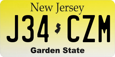 NJ license plate J34CZM