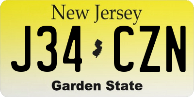 NJ license plate J34CZN