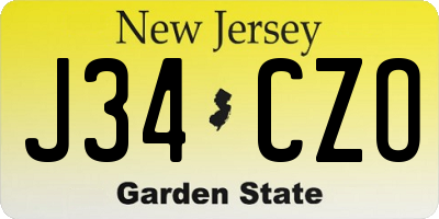 NJ license plate J34CZO