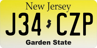 NJ license plate J34CZP