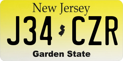 NJ license plate J34CZR
