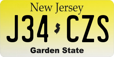 NJ license plate J34CZS