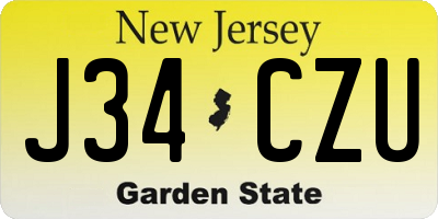 NJ license plate J34CZU