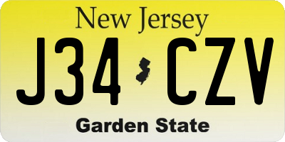 NJ license plate J34CZV