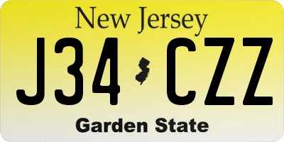 NJ license plate J34CZZ