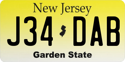 NJ license plate J34DAB