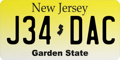 NJ license plate J34DAC