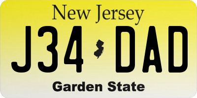 NJ license plate J34DAD