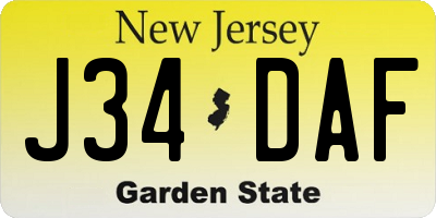 NJ license plate J34DAF