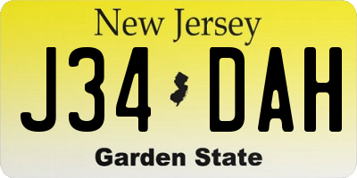 NJ license plate J34DAH