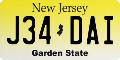 NJ license plate J34DAI
