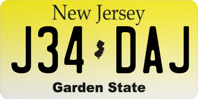NJ license plate J34DAJ